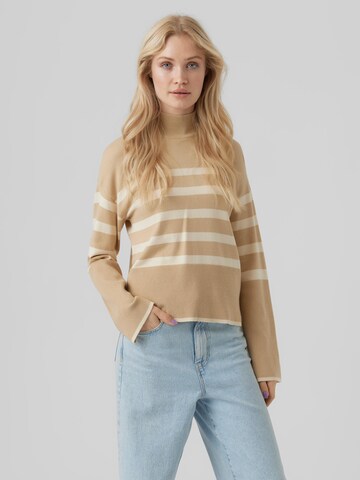 VERO MODA Sweater 'HAPPINESS' in Brown: front