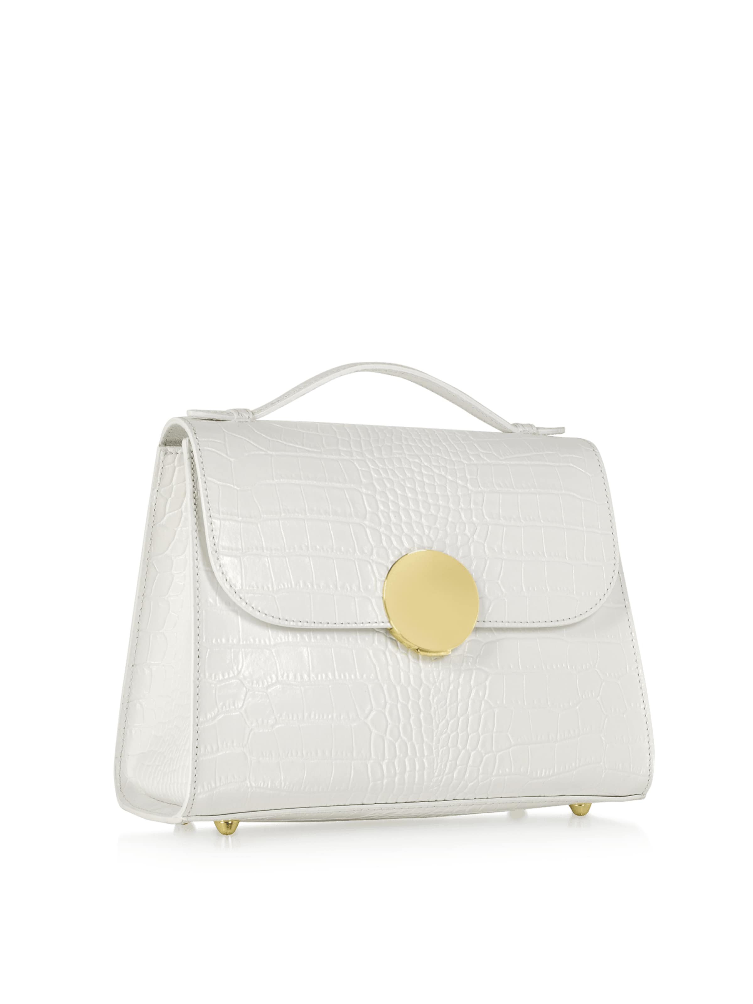 LeParmentier Handtas 'Bombo Croco' in Wit