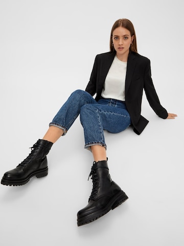 Bianco Lace-Up Ankle Boots in Black