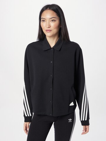 ADIDAS SPORTSWEAR Athletic Zip-Up Hoodie 'Future Icons 3-Stripes' in Black: front