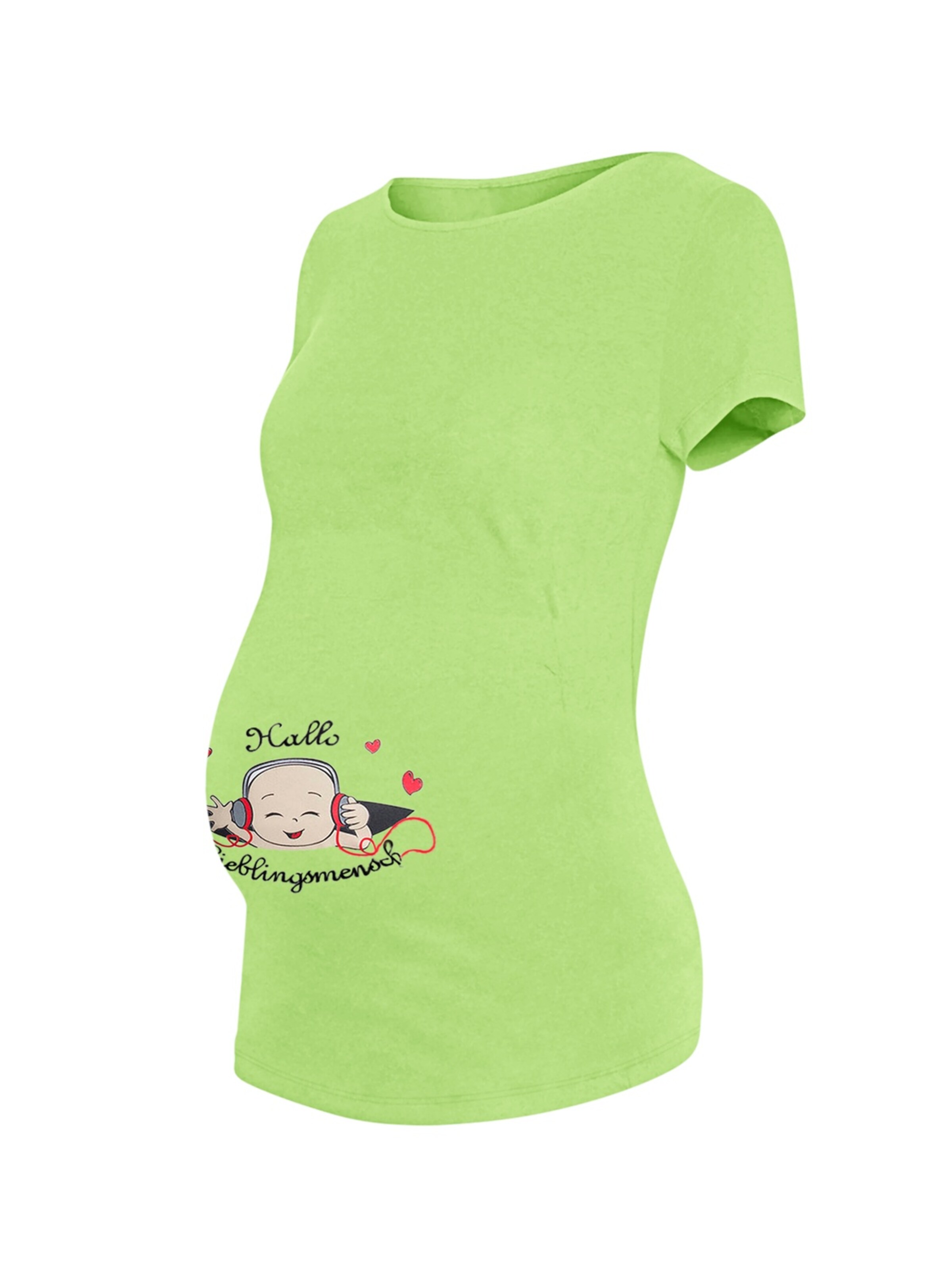 M.M.C. Shirt 'Hallo Lieblingsmensch Umstandsshirt' in Green: front