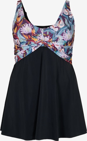 Swim by Zizzi - Vestido de fato de banho 'BOLA' em preto: frente