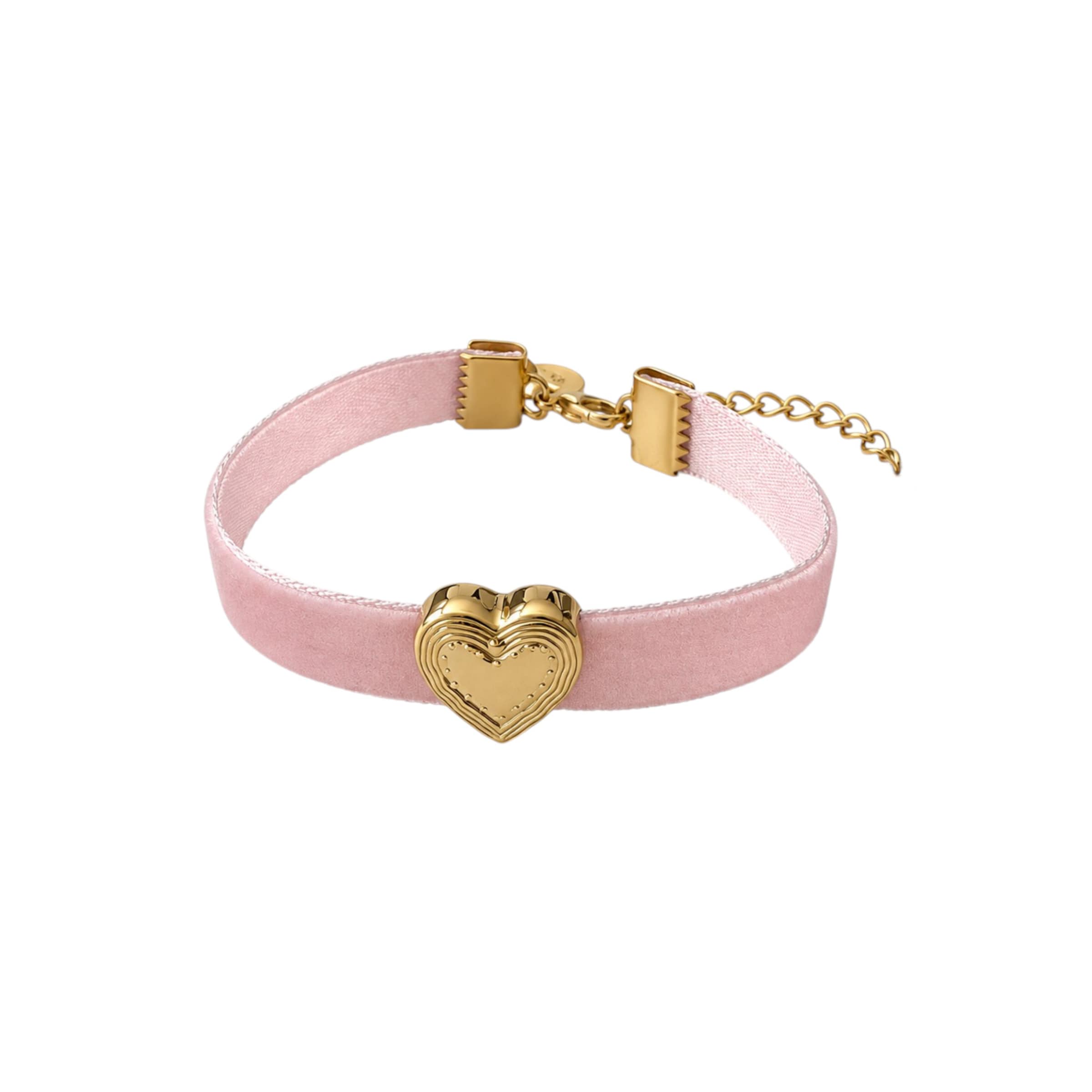 PURELEI - Pulsera 'Velvet Heart' en rosa: frente