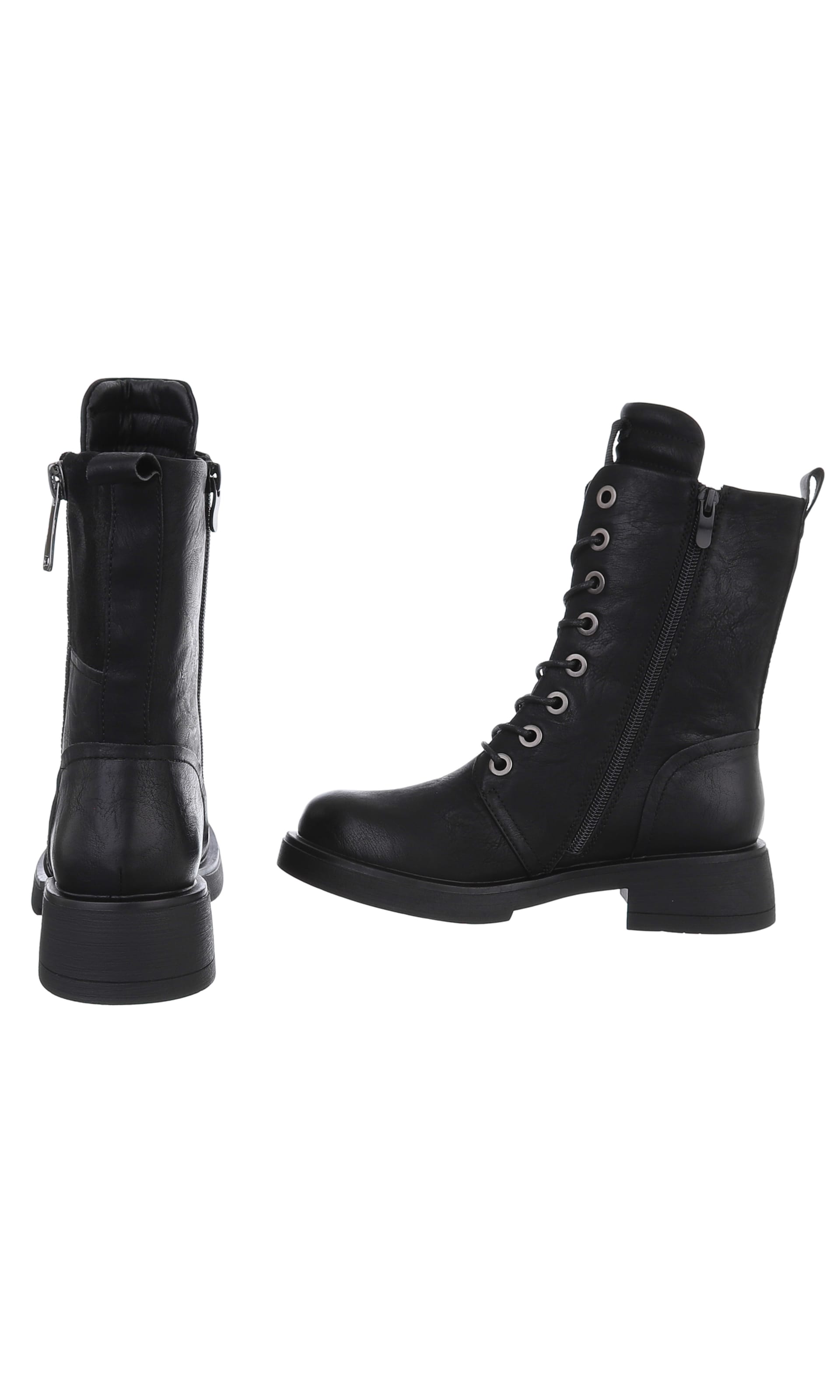 Ital-Design Schnürstiefelette in Schwarz