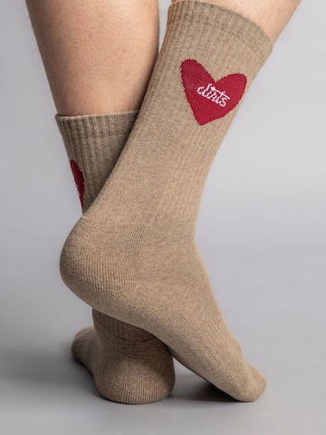 Dirts Socks 'Heart Socks 2.0' in Brown: front