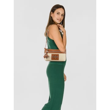 Borsa a spalla 'Straw' di Love Moschino in marrone: frontale