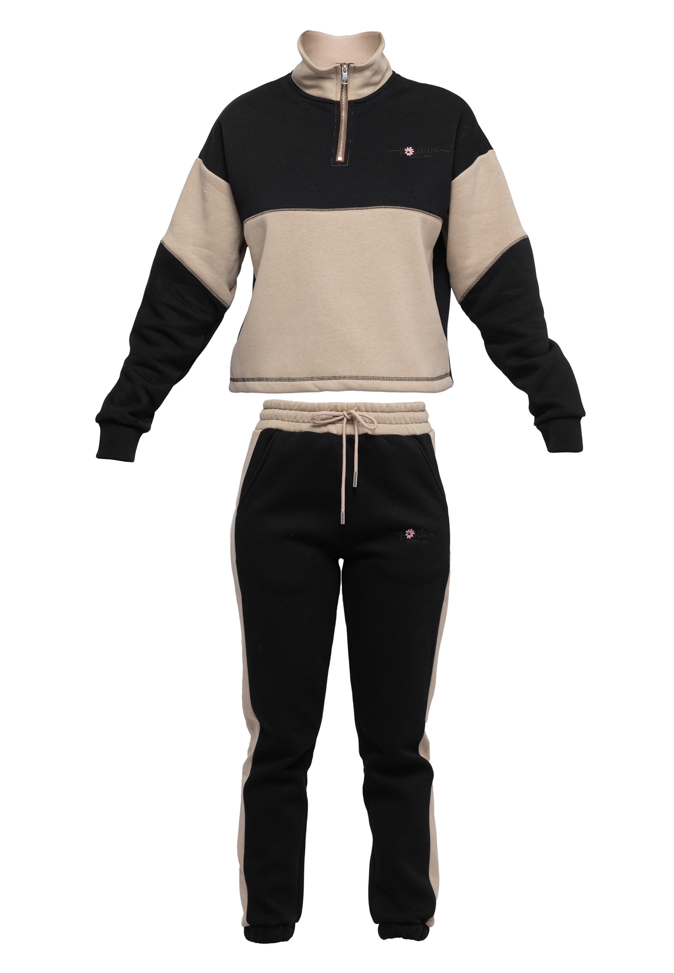 Tom Barron Jogginganzug in Schwarz: Vorderseite