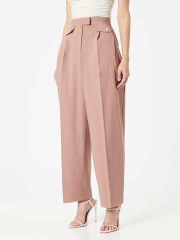 TOPSHOP Regular Trousers with creases in Pink: front