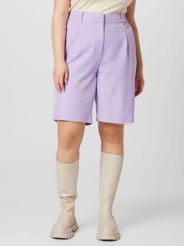 ONLY Carmakoma Loose fit Pleat-front trousers 'Thea' in Purple: front