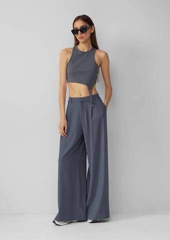 QS Wide leg Bandplooibroek in Grijs