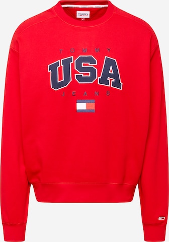 Tommy JeansSweater majica 'USA' - crvena boja: prednji dio