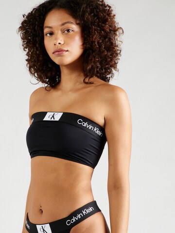 Calvin Klein Swimwear Bandeau Bikini Top in Black: front