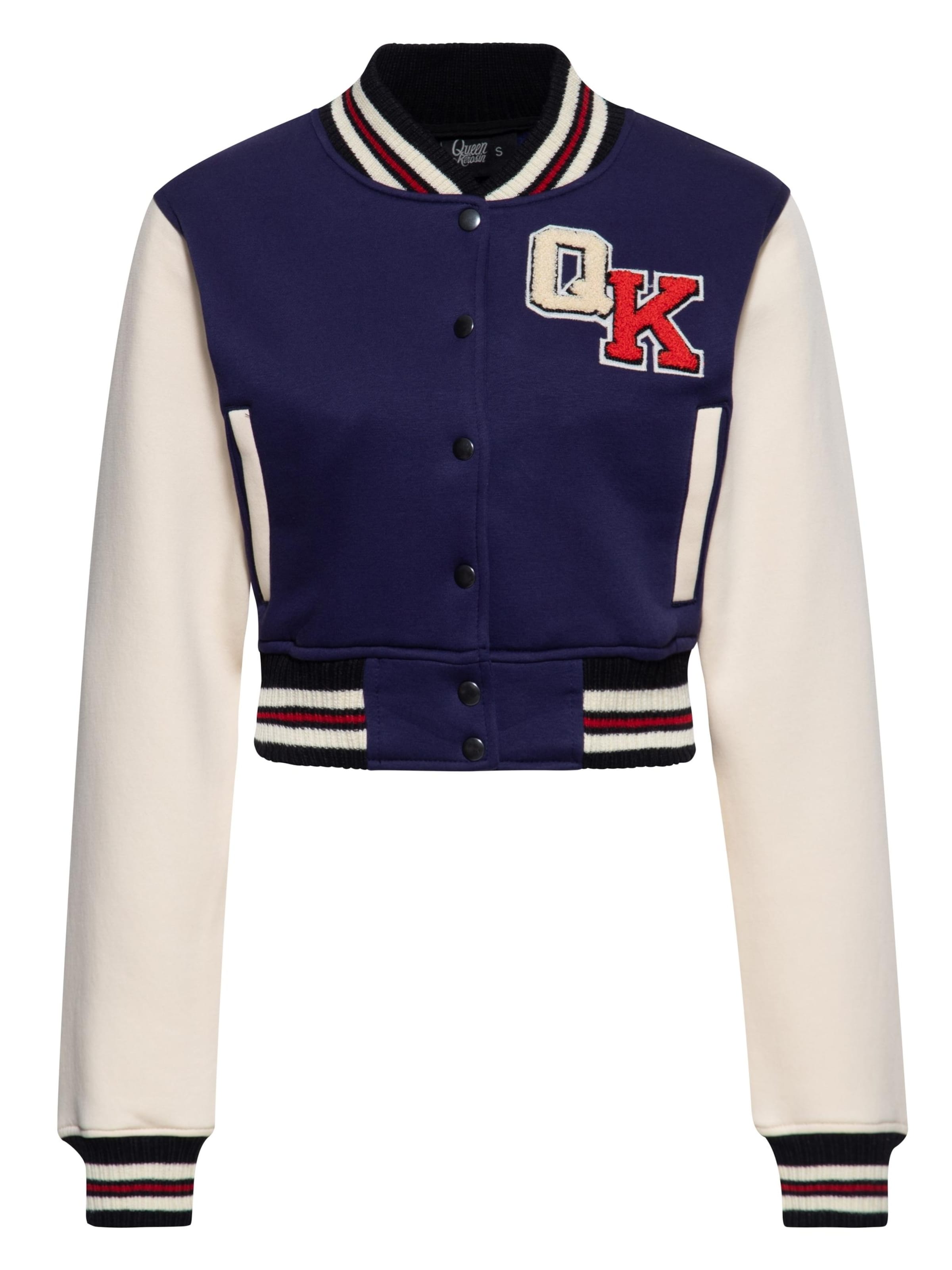 Queen Kerosin Between-Season Jacket 'Wild Rebel' in Blue: front