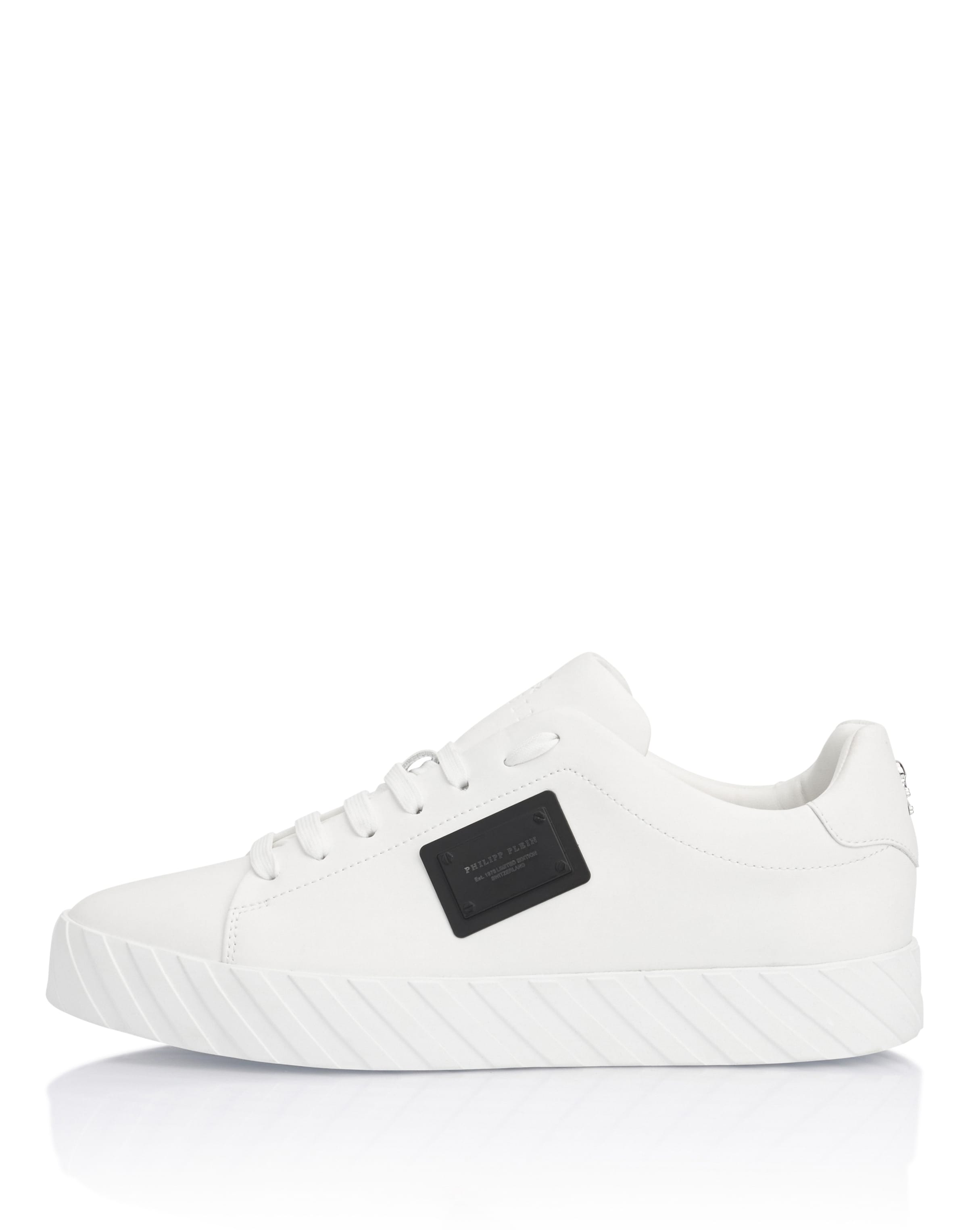 Sneaker bassa 'Placca' di Philipp Plein in bianco: frontale