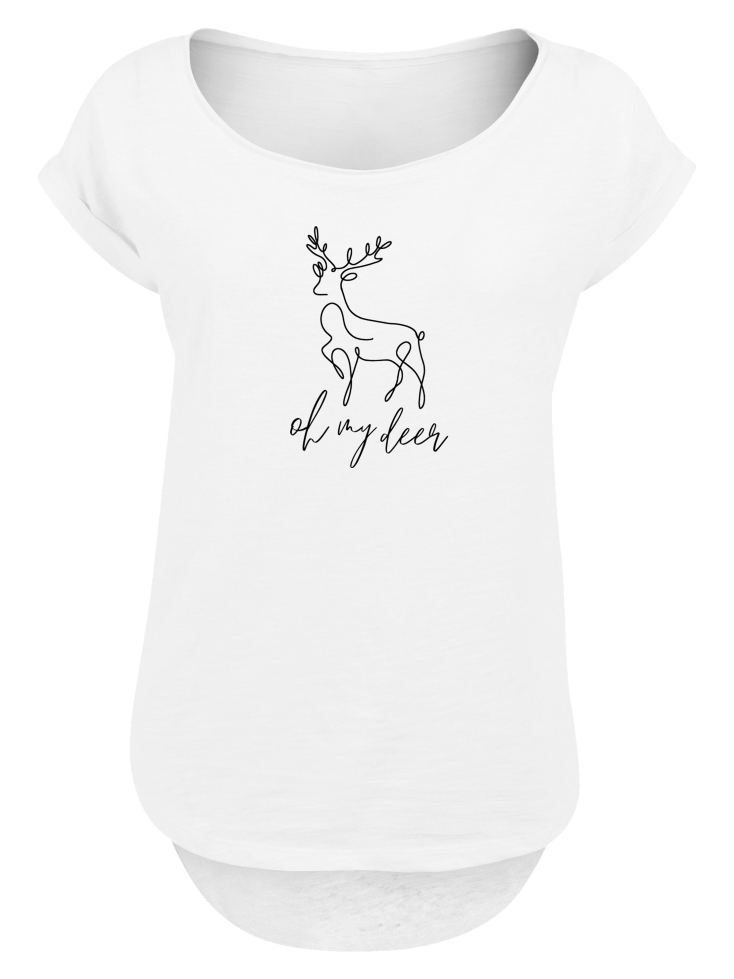 T-shirt 'Winter Christmas Deer' F4NT4STIC en blanc : devant