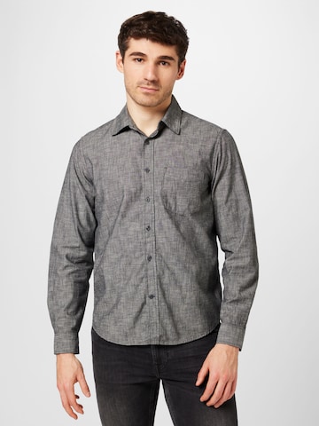 GAP Regular fit Button Up Shirt 'CHAMBRAY' in Black: front