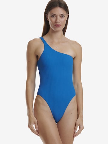 Wolford Bralette Swimsuit ' High Leg One Piece ' in Blue: front
