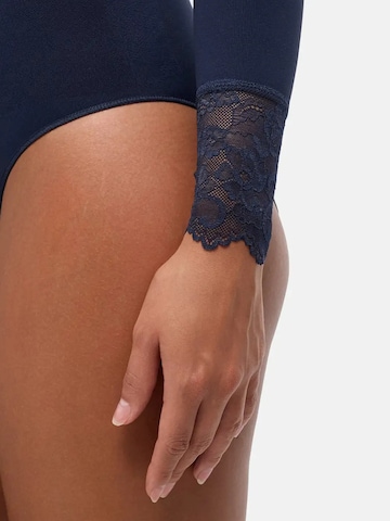 cfab - Body moldeador 'Clean Longsleeve V-Neck with Lace Sculpting Bodysuit with Slip' en azul