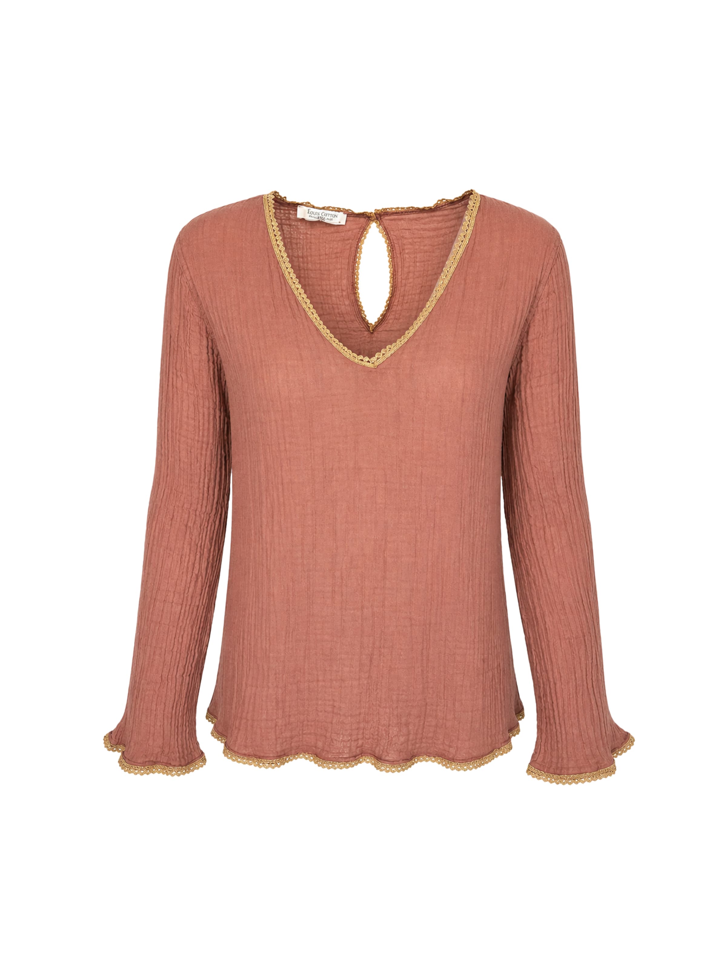 Haris Cotton Blouse 'Haris' in Brown: front