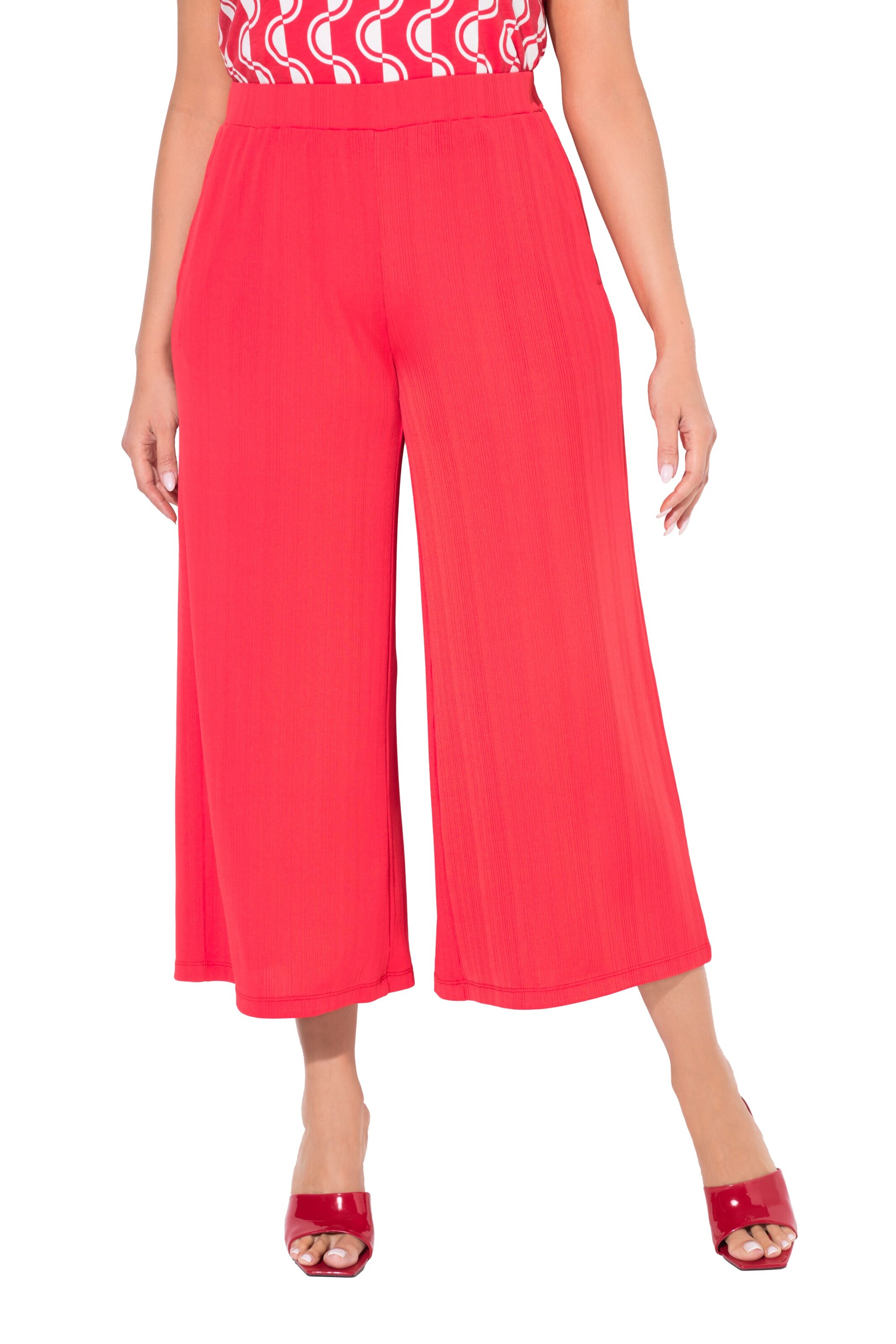 Ulla Popken Wide leg Broek in Rood: voorkant