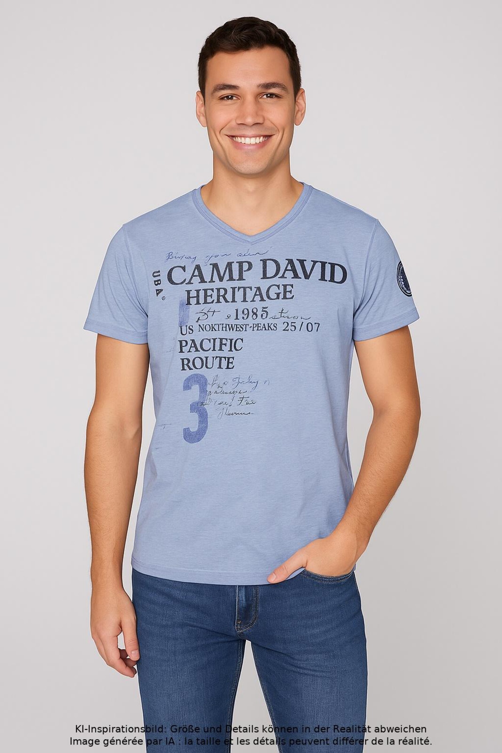CAMP DAVID T-Shirt L in Blau: Vorderseite