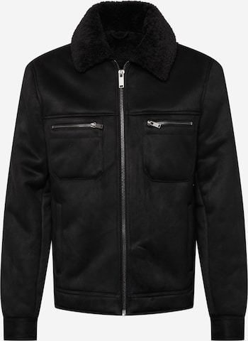 River Island Between-Season Jacket 'BORG' in Black: front