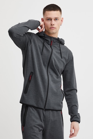 !Solid Zip-Up Hoodie 'Sdvidit' in Grey: front