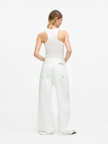 Wide leg Jeans con pieghe di KARL LAGERFELD JEANS in bianco