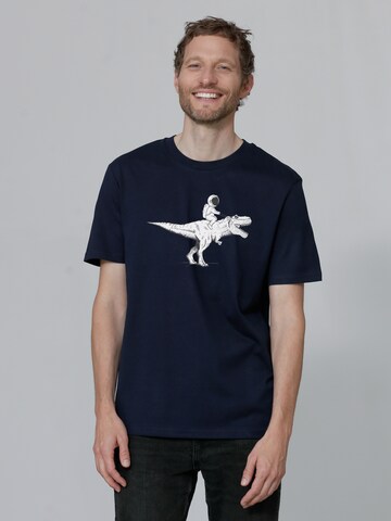 T-Shirt ' Astronaut on T-Rex ' Watapparel en bleu : devant