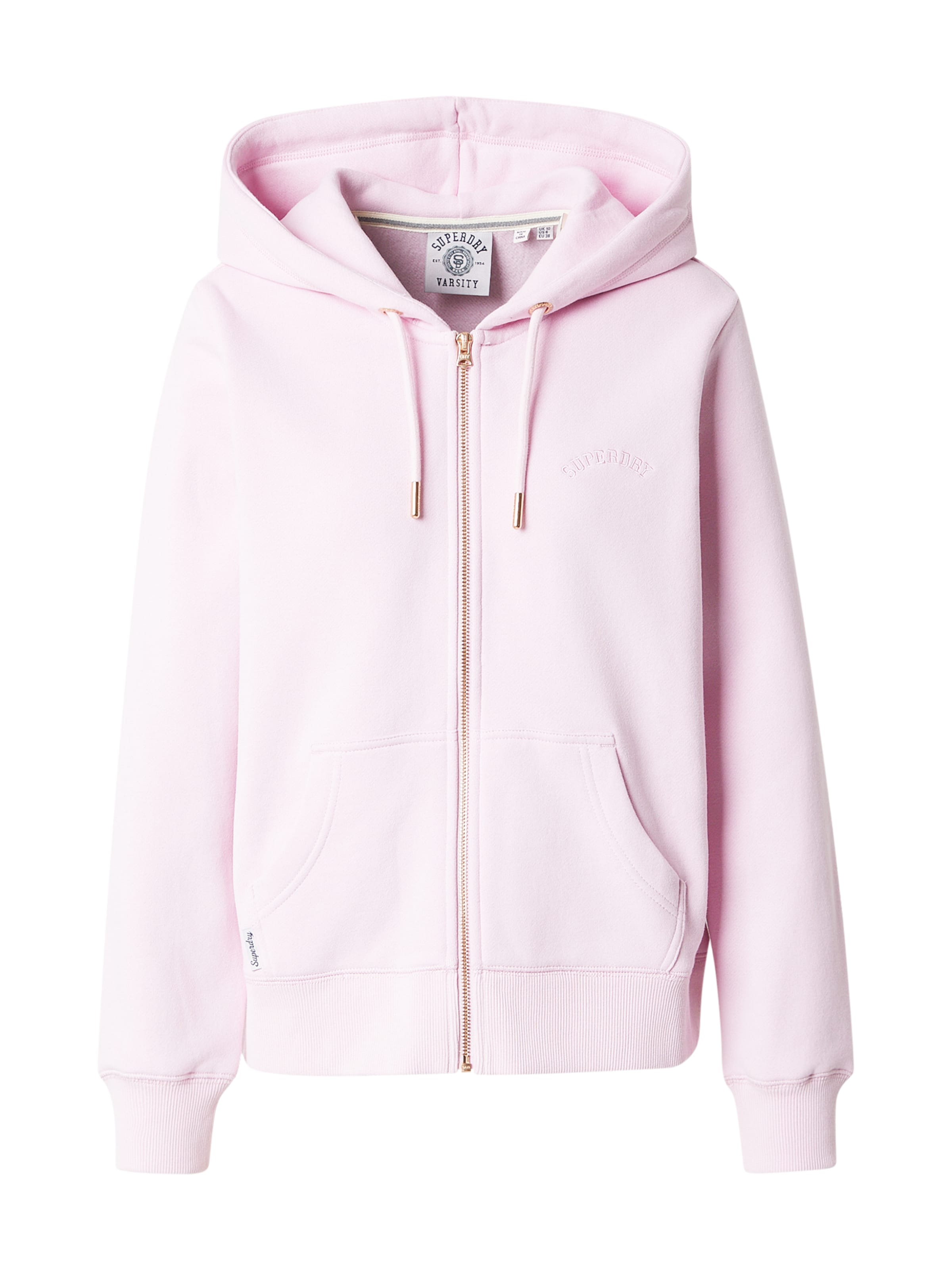 Superdry & Co Zip-Up Hoodie 'ESSENTIAL' in Pink: front