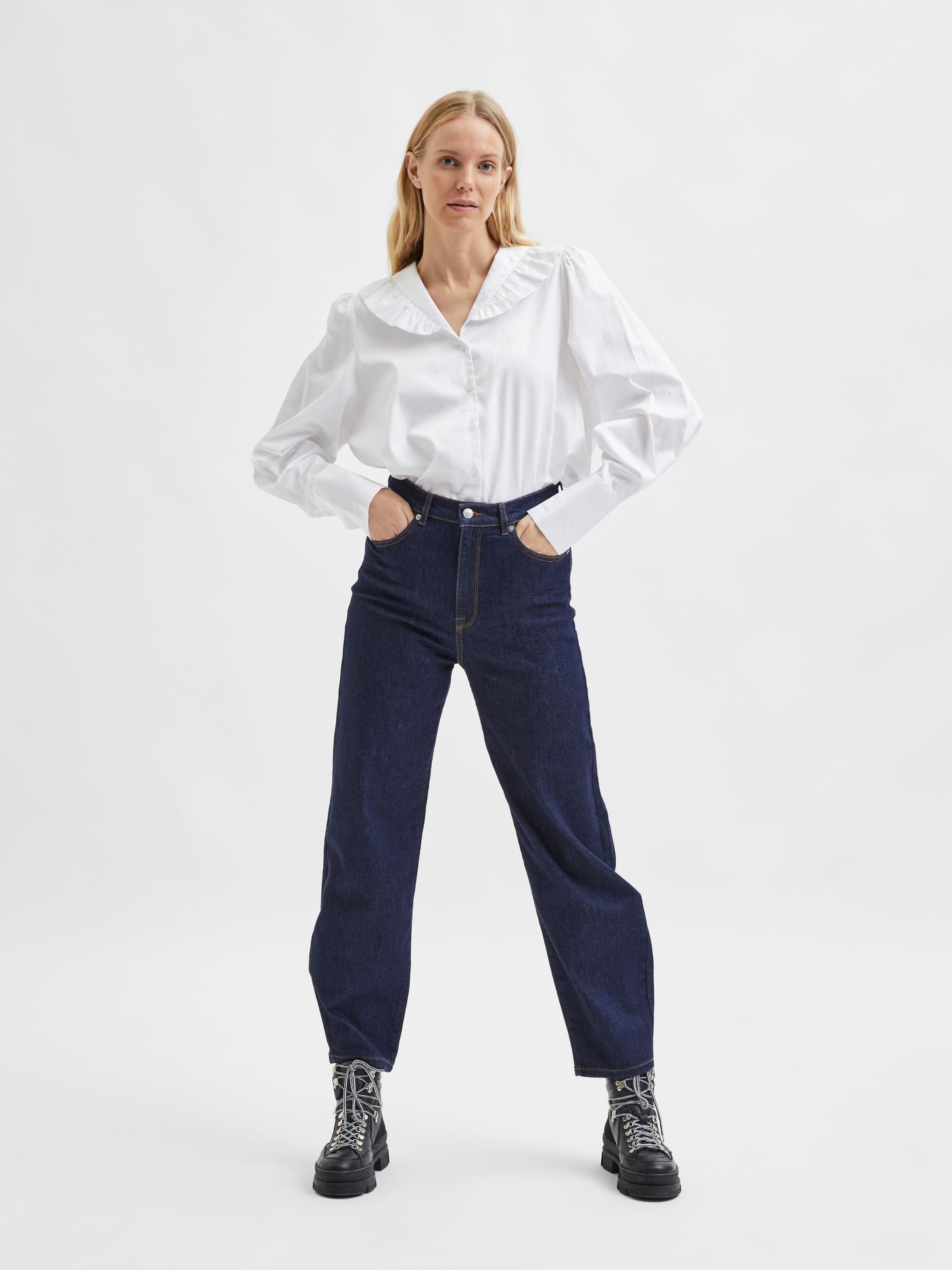 Frauen Große Größen SELECTED FEMME Bluse 'Woodie' in Weiß - HI01633 Frauen Große Größen SELECTED FEMME Bluse 'Woodie' in Weiß - HI01633