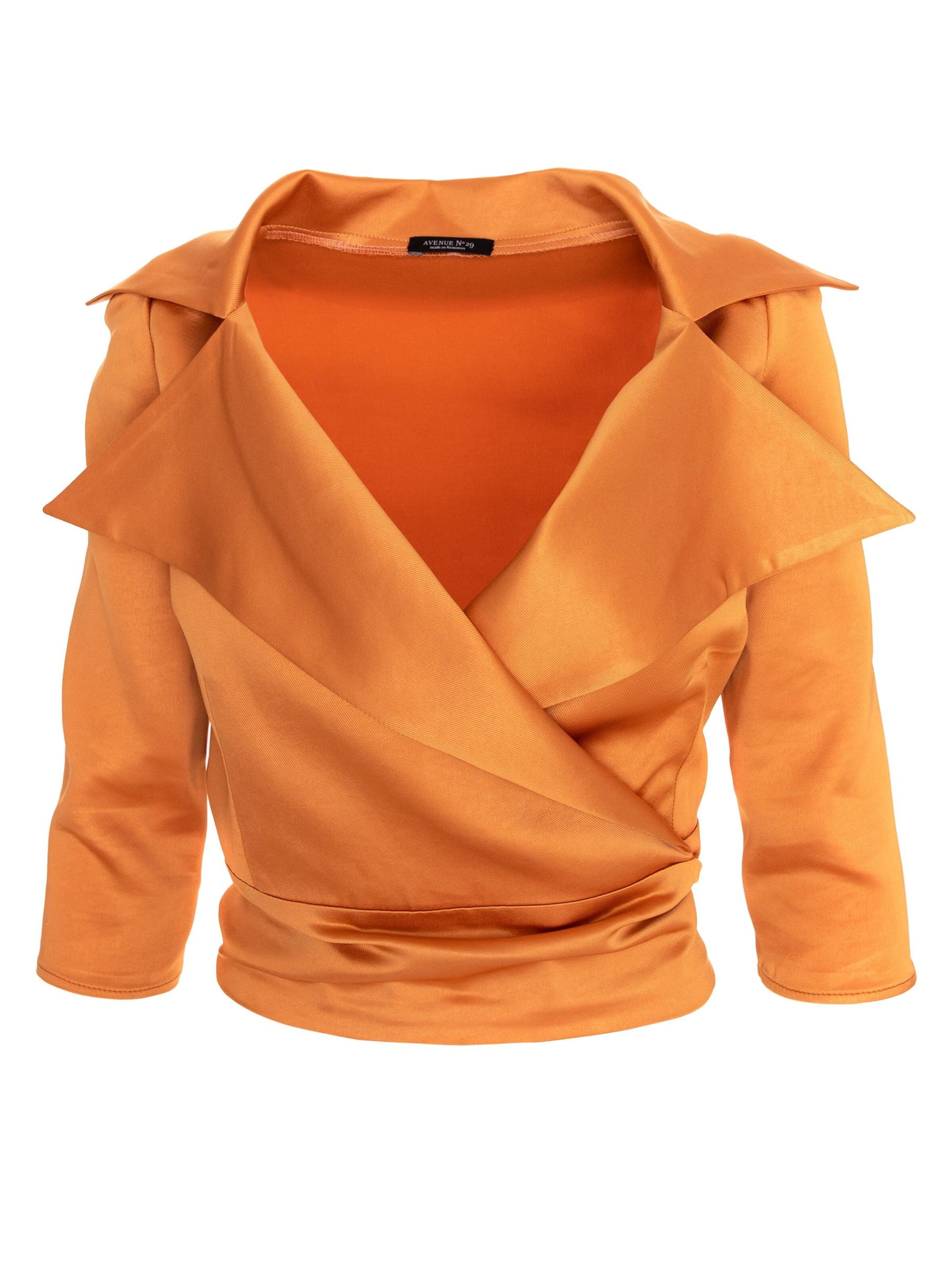 AVENUE N°29 Blusa 'Satin Lapel Wrap Blouse With Bow' en XXS en naranja, Vista del producto