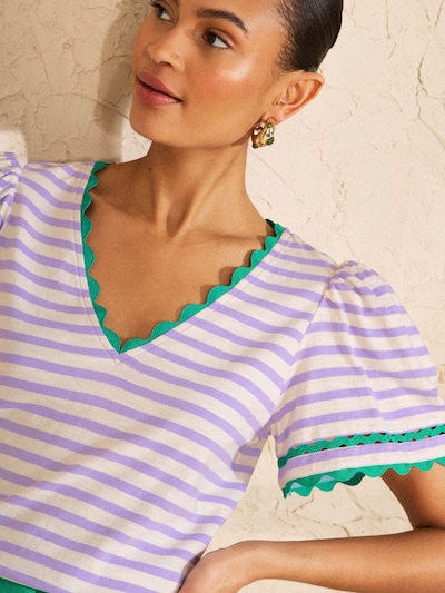 love & roses Shirt in XS in Green / Lavender / White, Item view