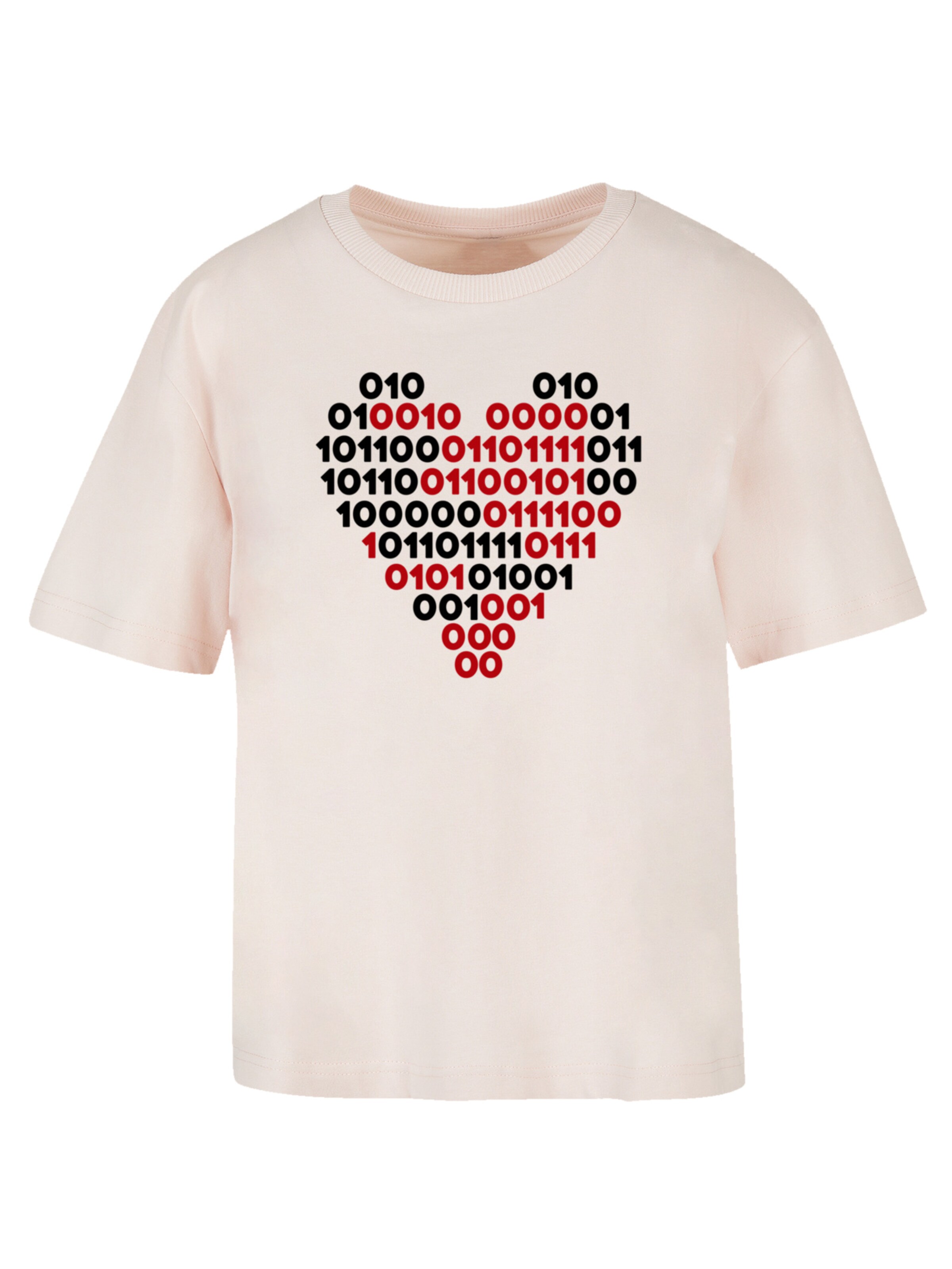 F4NT4STIC Shirt 'I love you 01001001 Binary Code Herz  Valentinstag' in Roze: voorkant
