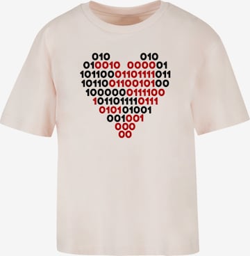 F4NT4STIC Shirt 'I love you 01001001 Binary Code Herz Valentinstag' in Roze: voorkant