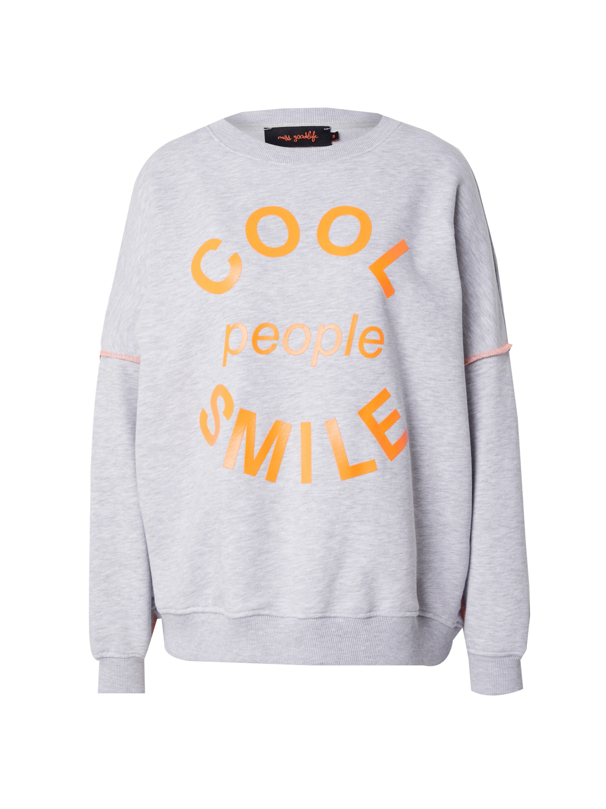 miss goodlife Sweatshirt 'Cool People Smile' in Grau: Vorderseite