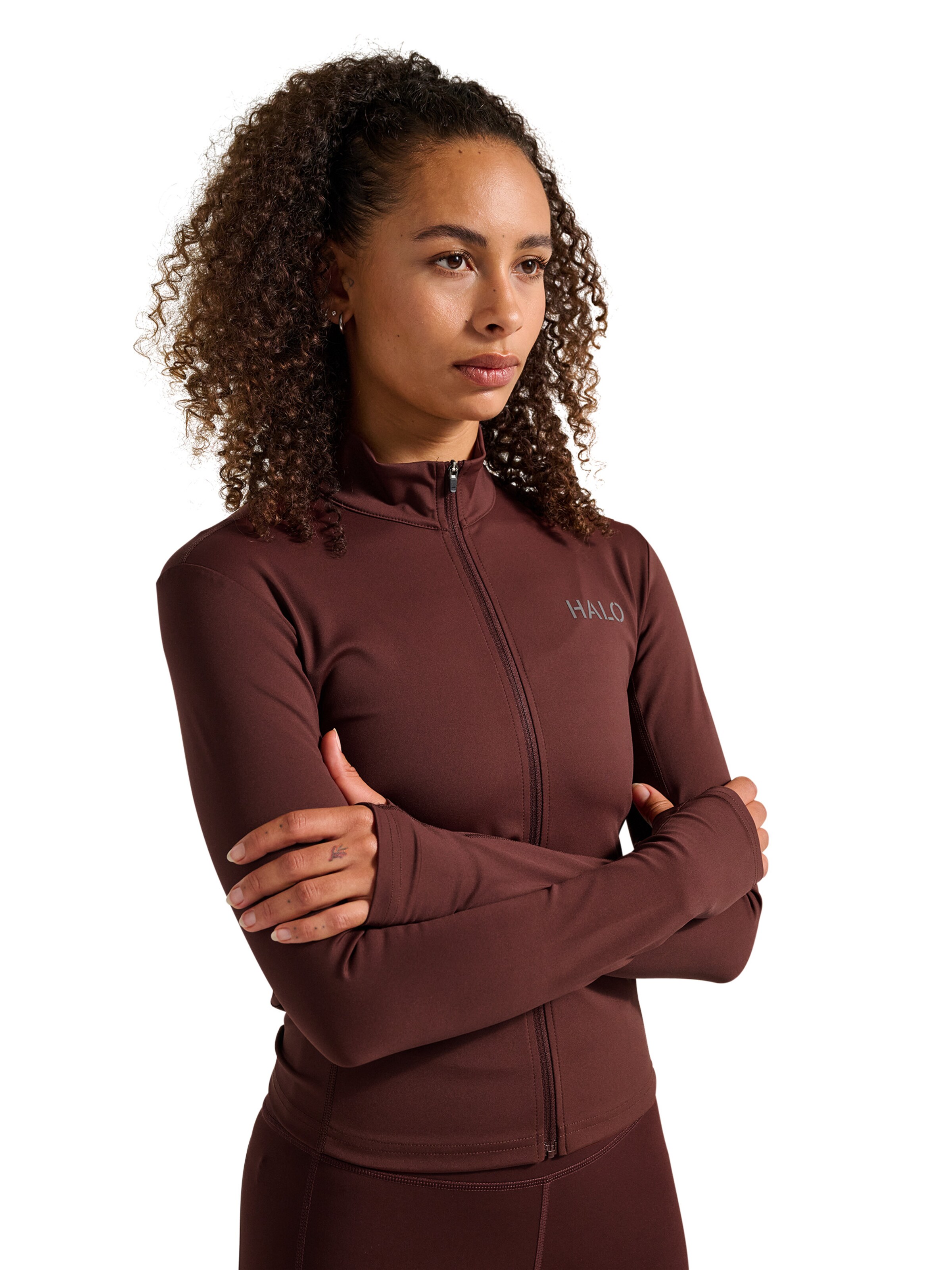 HALO Trainingsjack in Bruin: voorkant