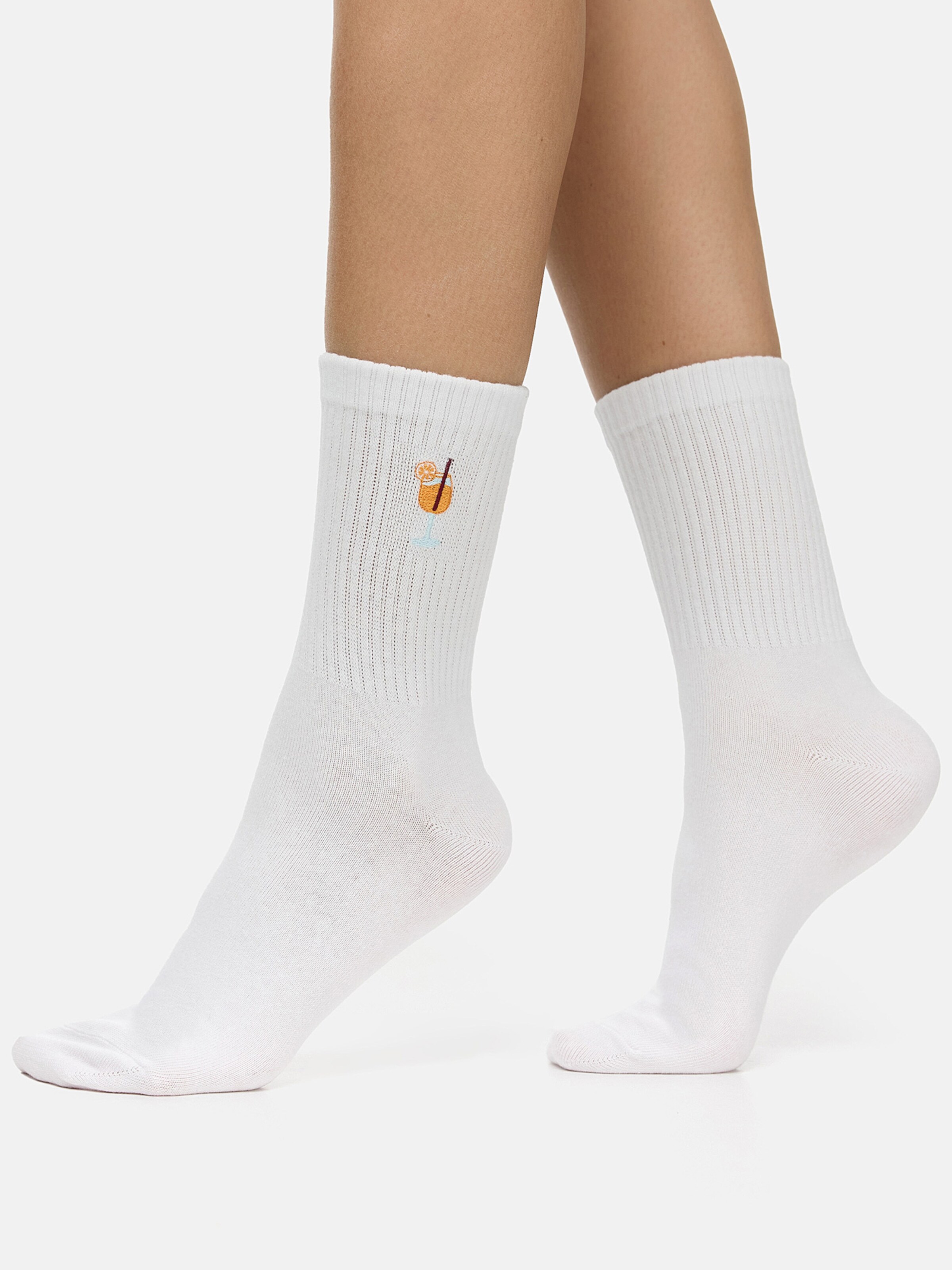 Chaussettes ' Good Vibes Motiv Statement Socken Tennissocken ' Nur Die en blanc : devant