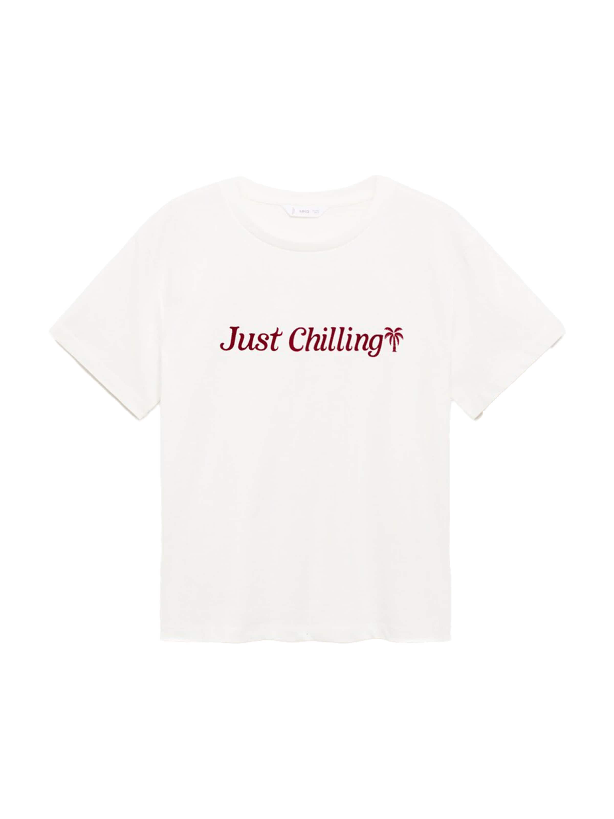 MANGO TEEN - Camiseta 'CHILLING' en blanco: frente