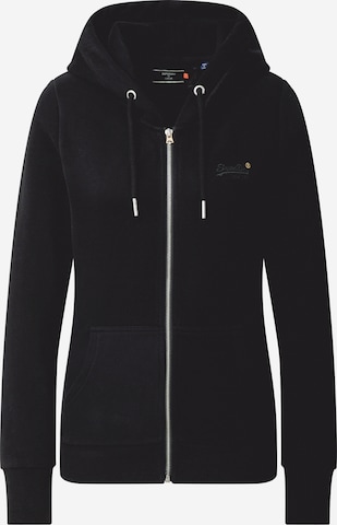 Superdry Zip-Up Hoodie in Black: front