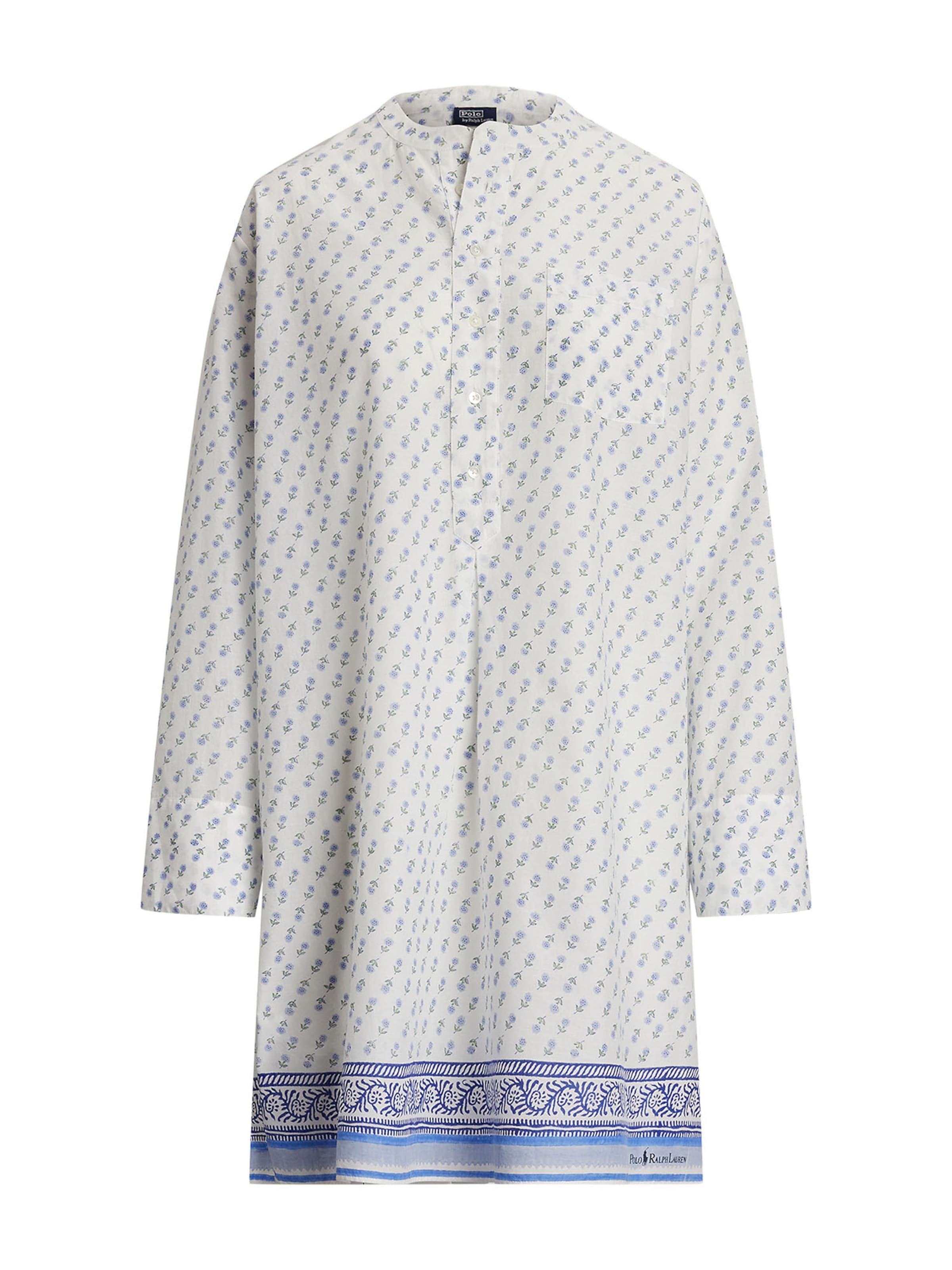 Chemise de nuit ' Breezy Blockprint ' Polo Ralph Lauren en bleu : devant