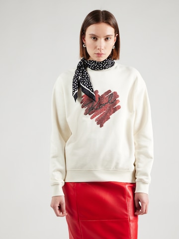 Karl LagerfeldSweater majica 'HEARTS' - bež boja: prednji dio