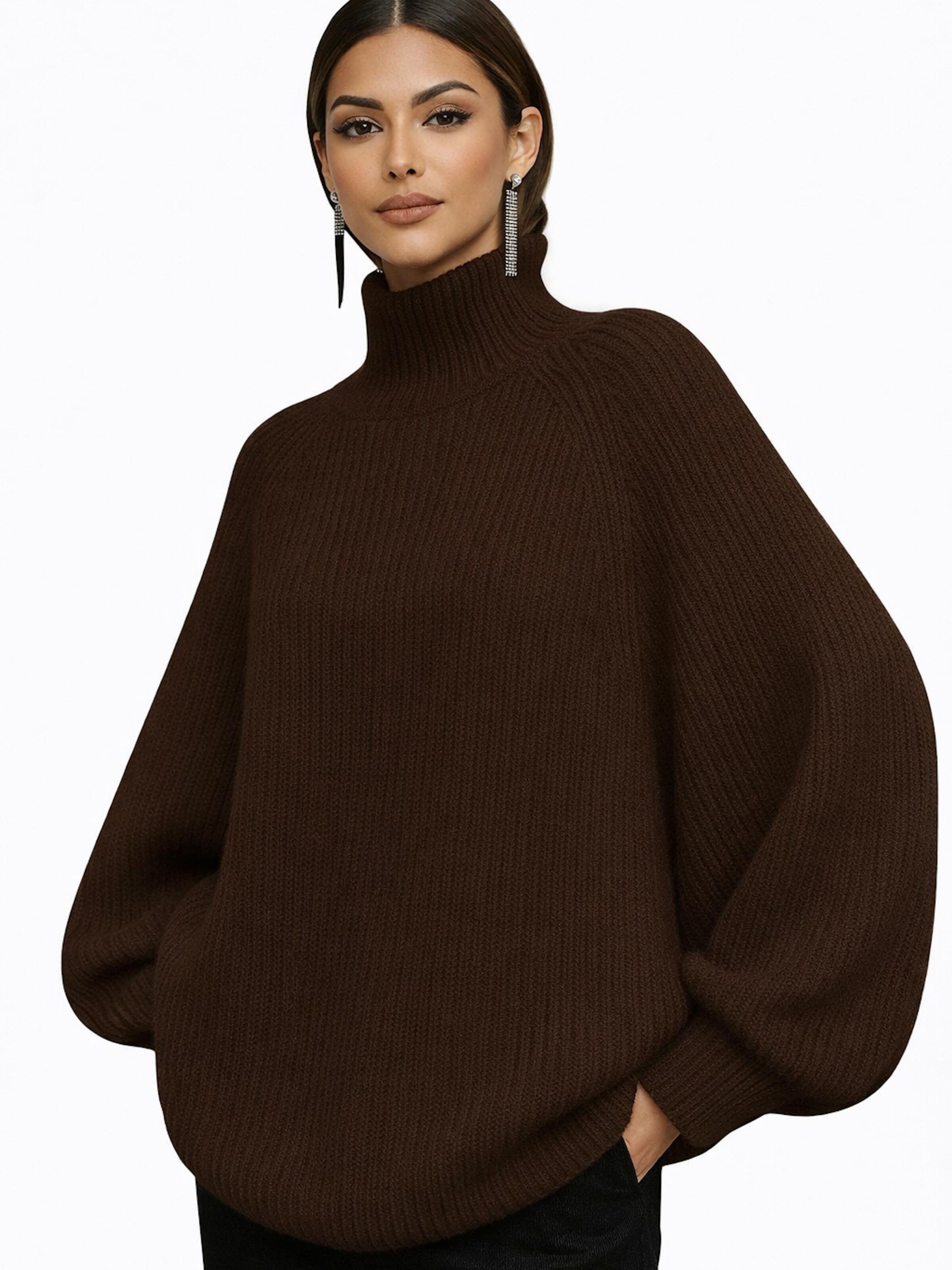 Worldclassca Oversizepullover 'Oversized Strickpullover mit Stehkragen'‌‌‌‌‌‌ in Braun: Vorderseite