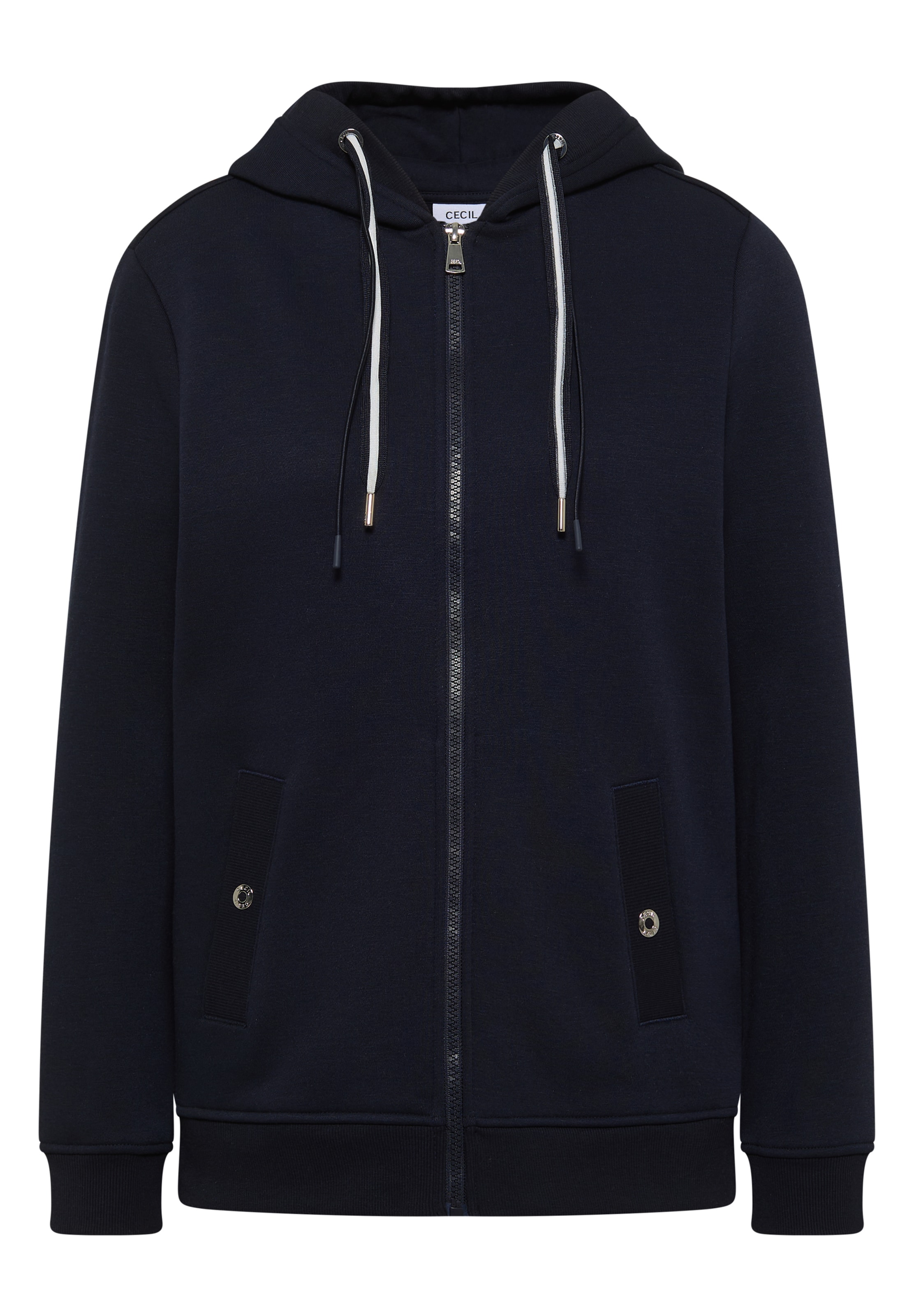 CECIL Sweatjacke mit strukturierter Oberfläche in XXXL in dunkelblau, Produktansicht