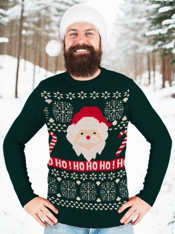United Labels Sweater 'Weihnachtspullover Weihnachtsmann' in Green: front