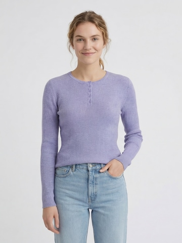 Antargo Sweater 'Basic Longsleeve with Buttons' in Purple: front