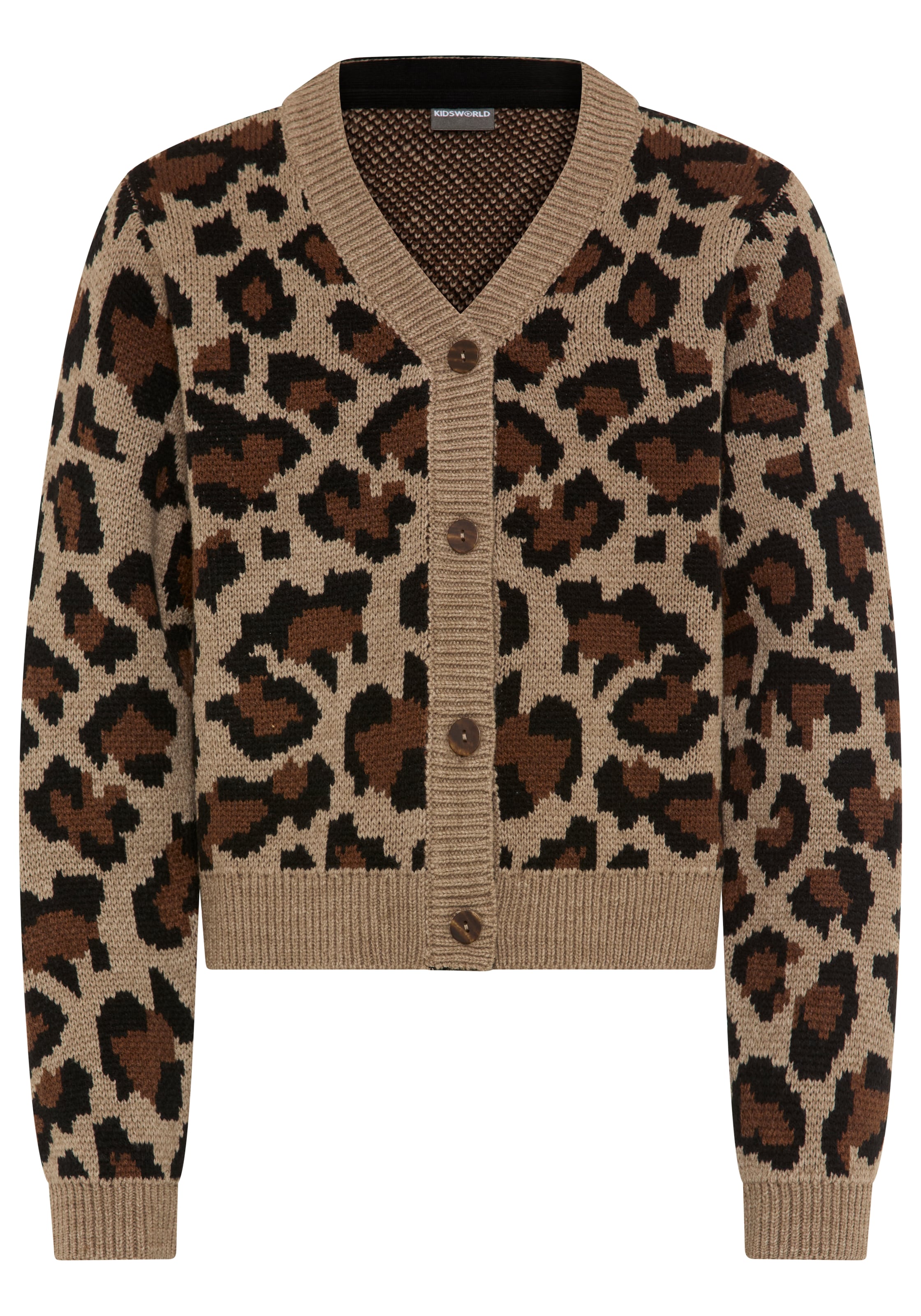 Kidsworld Knit Cardigan in Brown: front