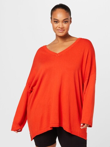 Fransa Curve - Pullover 'BLUME' em vermelho: frente