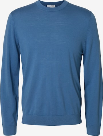 Pull-over 'SLHTray' SELECTED en bleu : devant