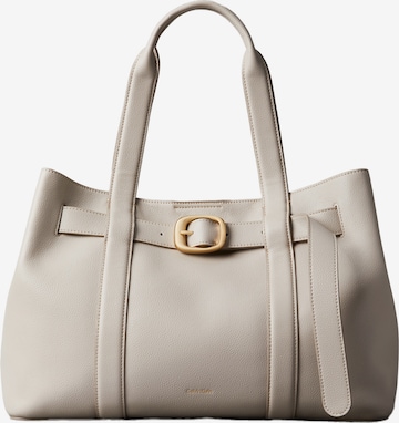 Calvin Klein "Чанта тип ""Shopper""" 'BUCKLE' в бяло: отпред